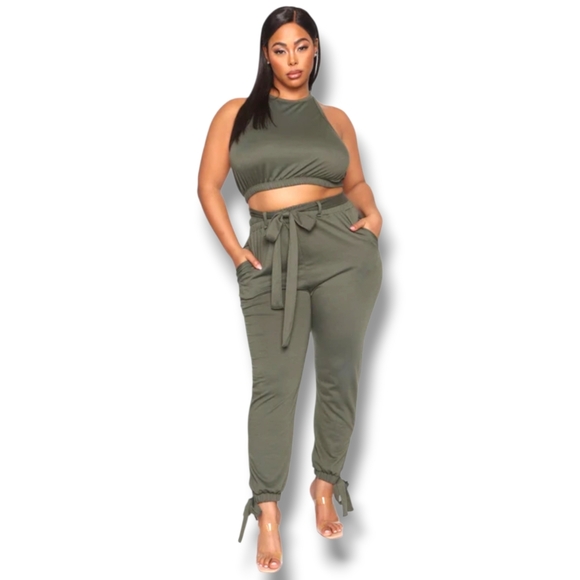 NWT Fashion Nova Rest & Play Olive Green Pants, Size Medium - Picture 2 of 6